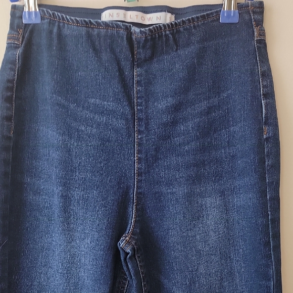 Tinseltown High Rise Flare Jeans Raw Hem Stretch Denim - Picture 4 of 14